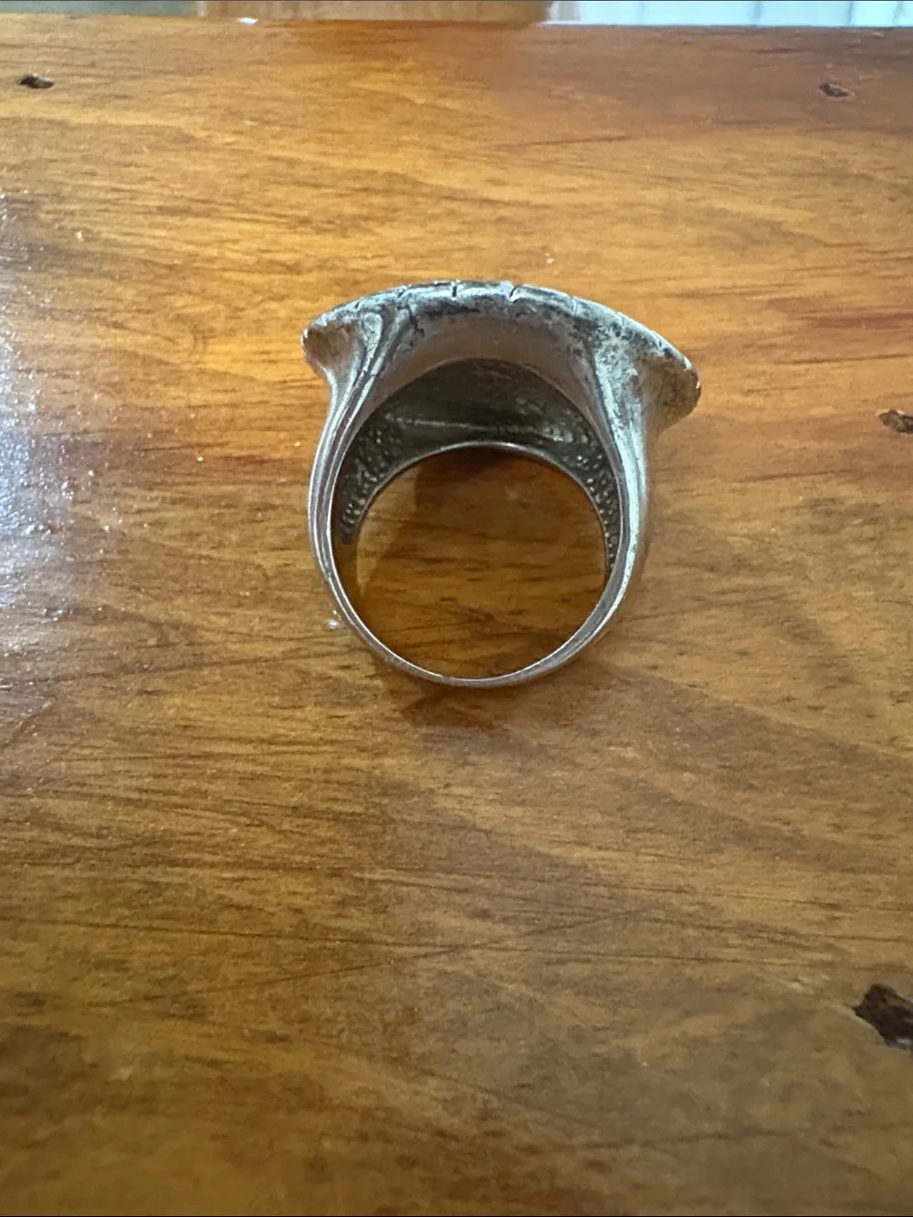 Vintage Silver Tone women’s  Statement Ring with Black Center